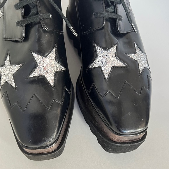 AUTH Stella McCartney Elyse black platform with glitter stars pattern - Picture 5 of 9